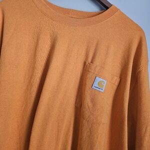 Carhartt Men's Loose Fit Heavyweight Long Sleeve Pocket T Shirt Brite Orange Tee